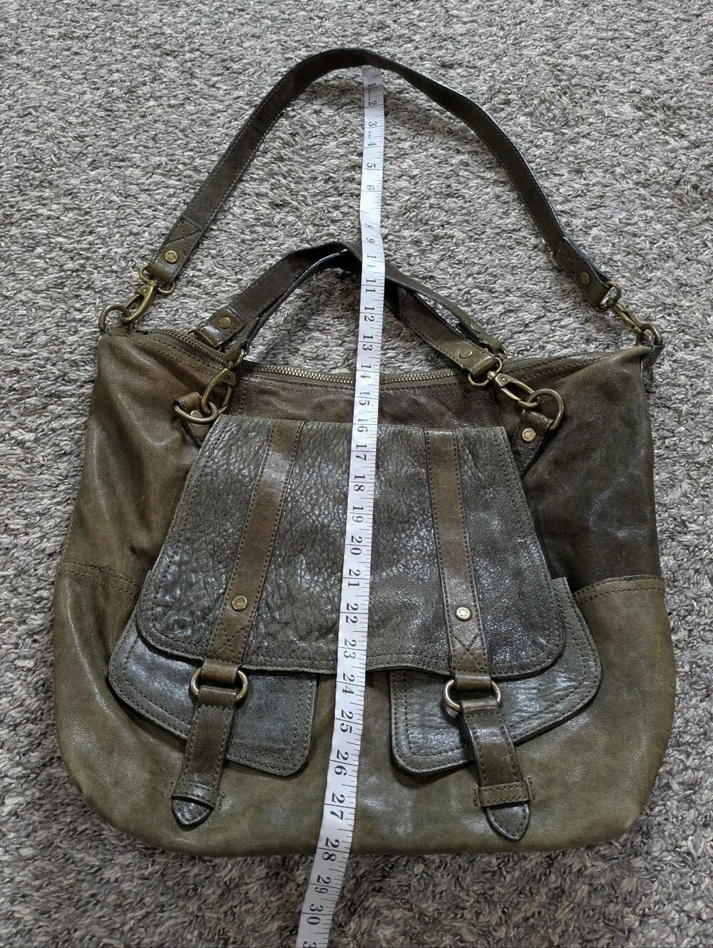 Andrew Marc Brown Leather Crossbody Satchel Messenger Bag